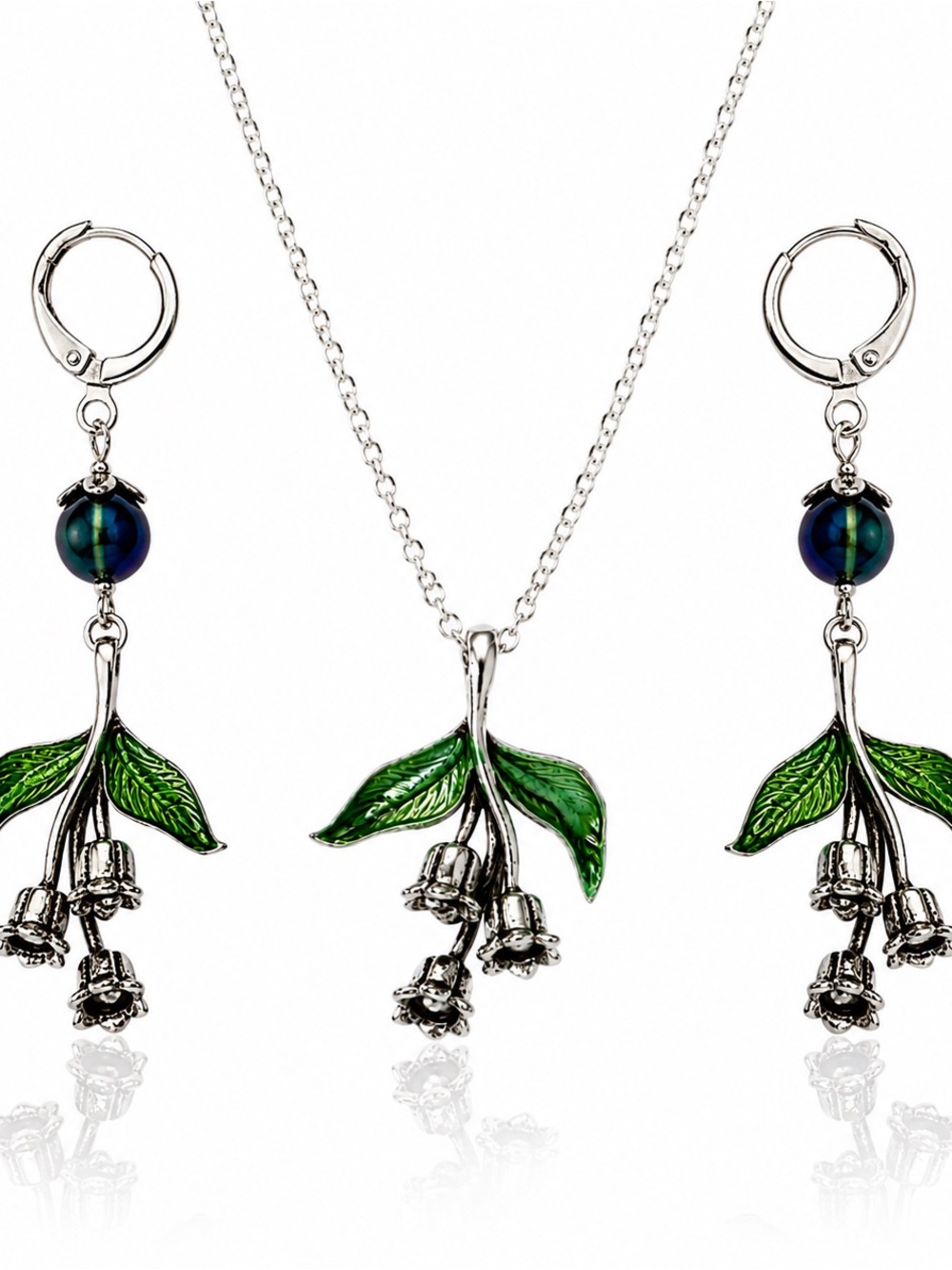 Bluebell Flower Jewelry, Nature Inspired Necklace & Earrings, Boho Floral